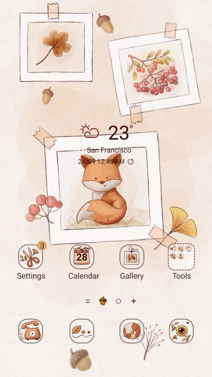 ❤️Mun❤️ Kawaii Fox ~❤️ Premium Theme sleepy fox in the fall