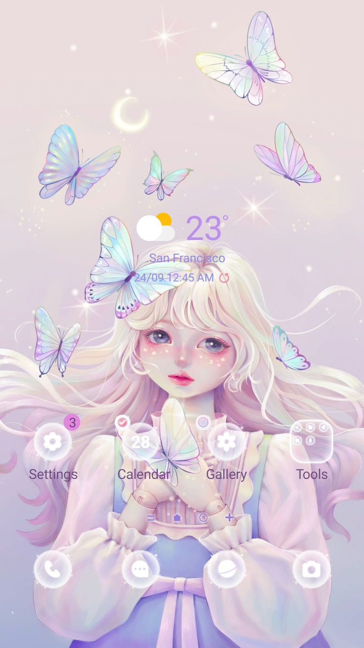 ❤️Mun❤️ Fantasy Fairy Doll ~❤️ Premium Theme Official with pink - purple pastel girl and adorable butterfly