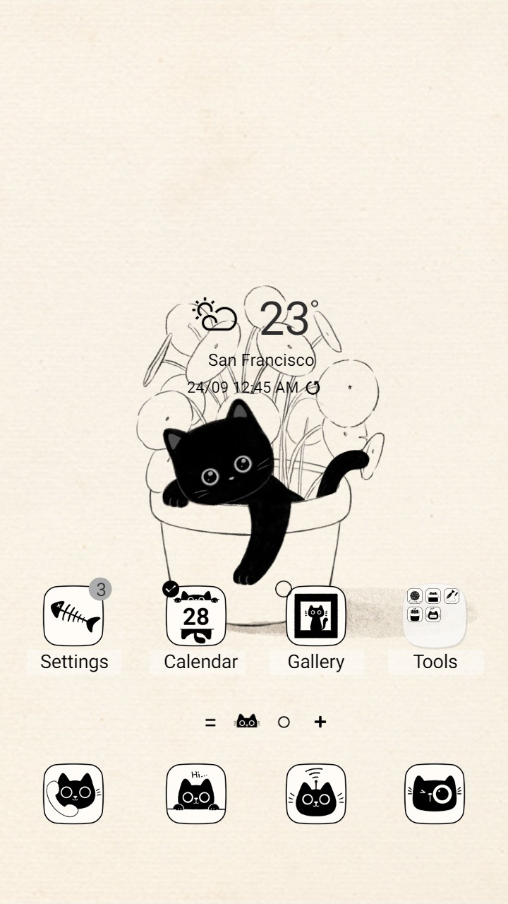 ❤️Mun❤️ Black cat chilling ~❤️ Premium Theme Official with plants