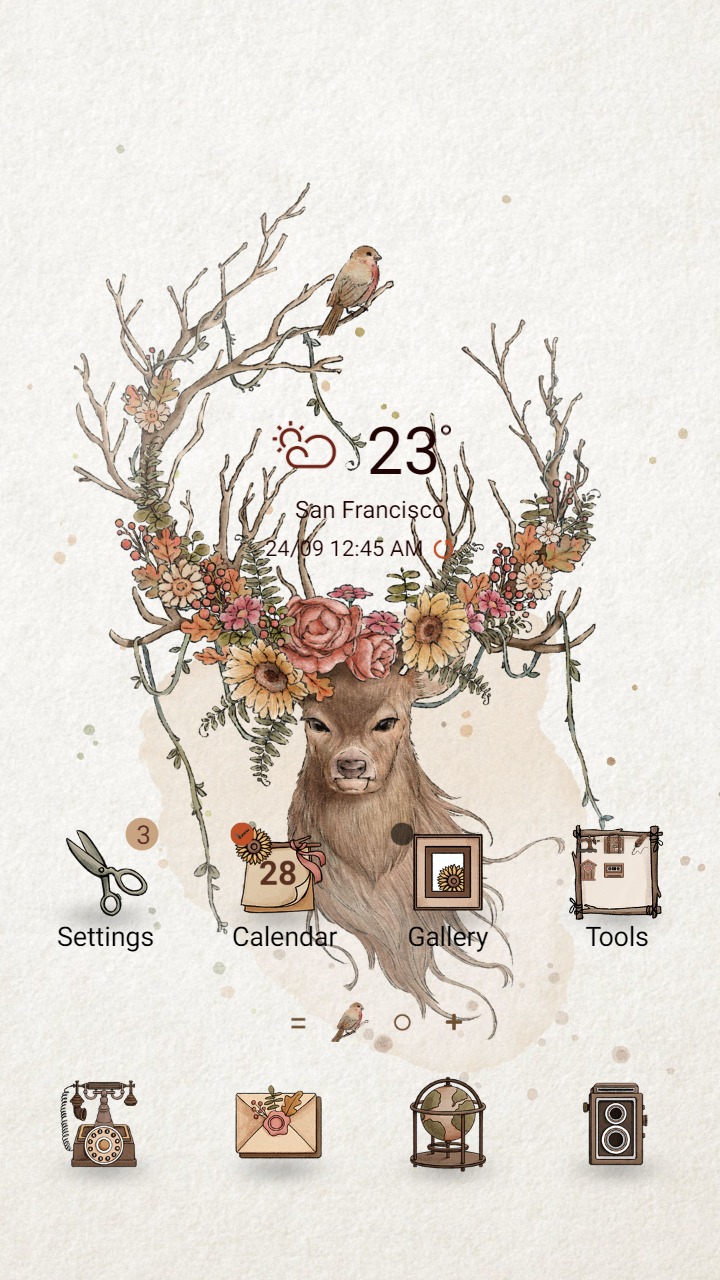 ❤️Mun❤️ Deer and flowers ~❤️ Premium Theme Official