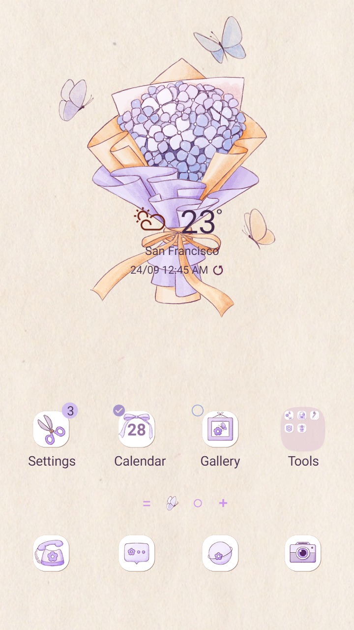 ❤️Mun❤️ Hydrangea purple flower ~❤️ Premium Theme Official with butterfly