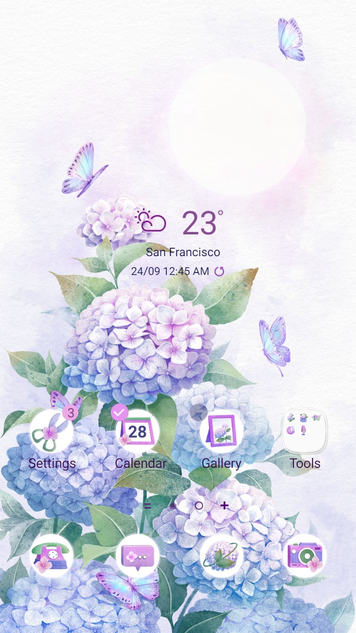 ❤️Mun❤️ Moon Flower ~❤️ Premium Theme Official with purple elegant hydrangea