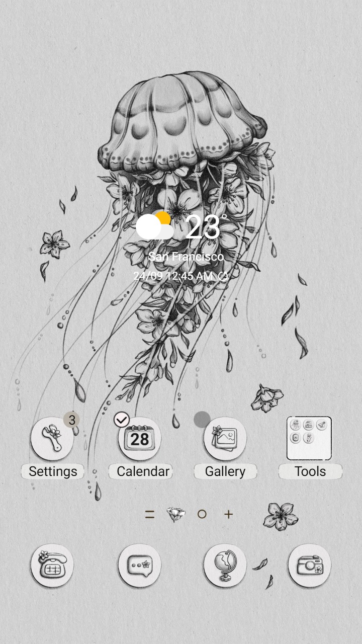 ❤️ Mun ❤️ Jellyfish and Flower Drawing _Premium Theme Official under the peach blossom