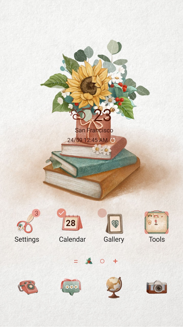 ❤️ Mun ❤️ Retro Aesthetic Things ~❤️ Premium Theme Official with camera, books and flowers