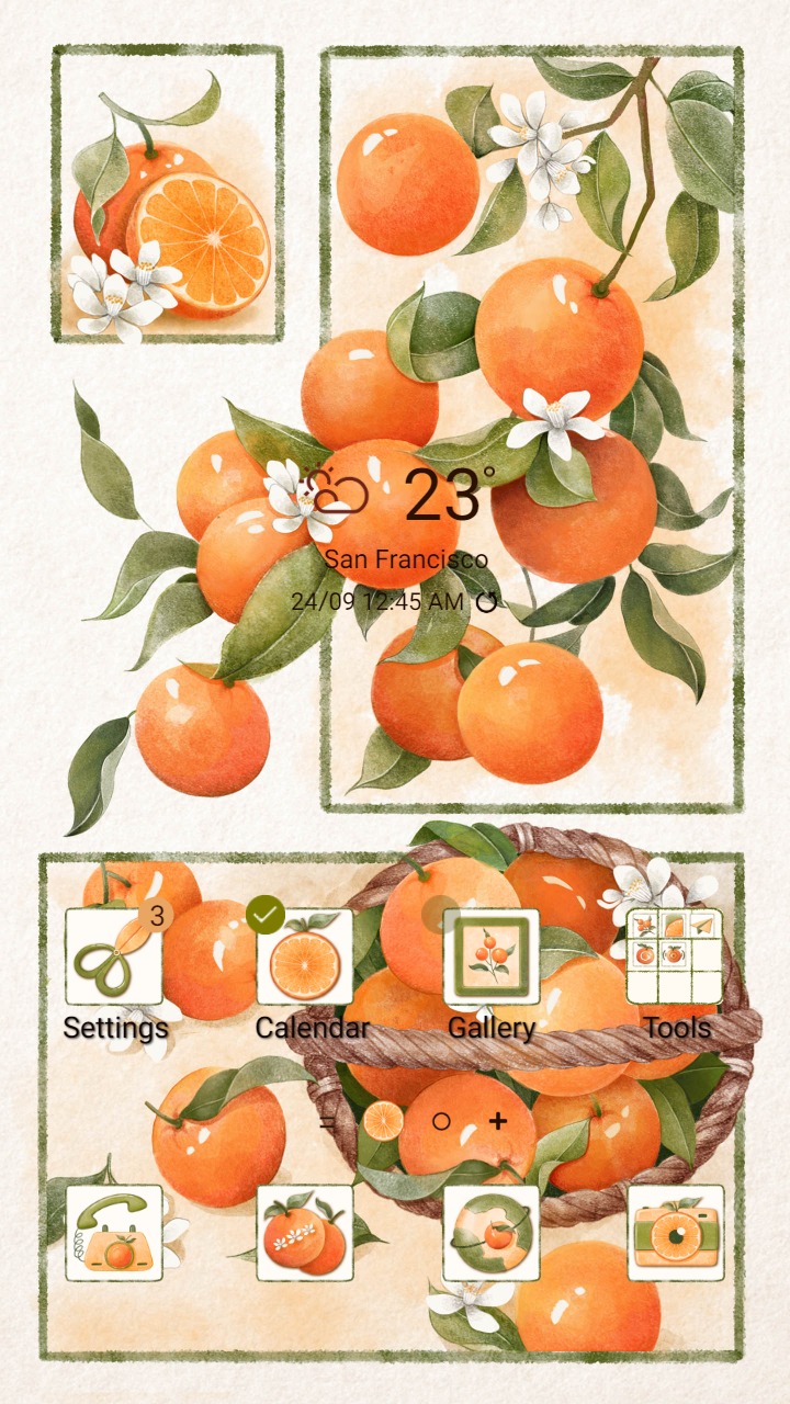 ❤️ Mun ❤️ Orange Blossom ~❤️ Premium Theme Official with citrus fruit watercolor