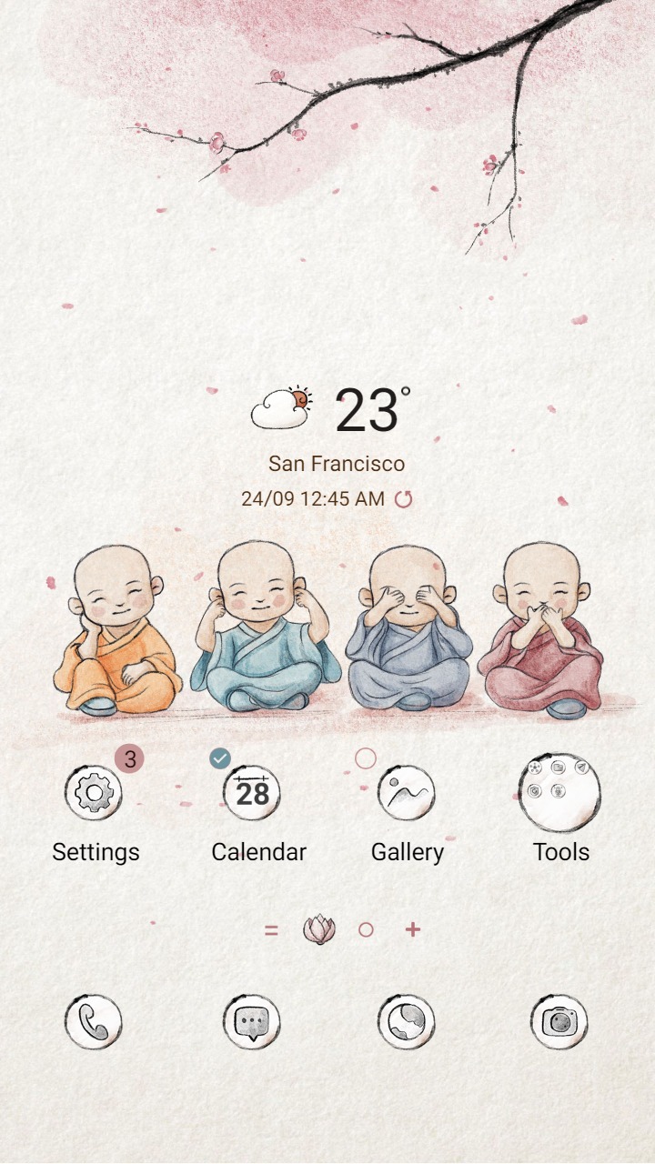 ❤️Mun❤️ Cute Monks ~❤️ Premium Theme Official with cherry blossom