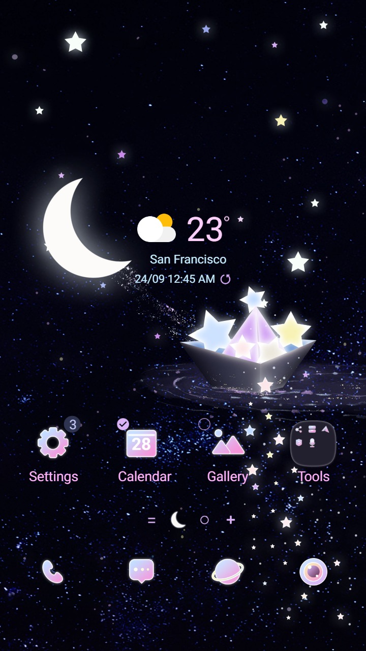 ❤️Mun❤️ Starry Boat ~❤️ Premium Theme with twinkling galaxy stars