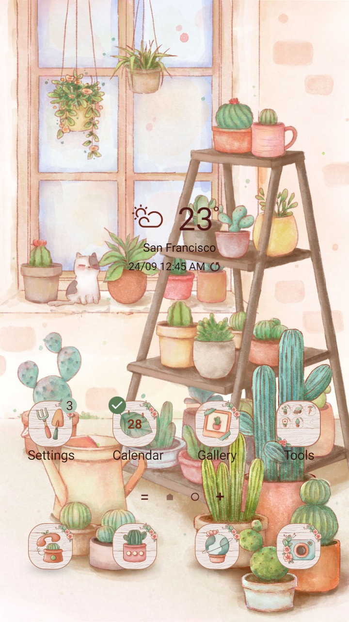 ❤️ Mun ❤️ Outdoor cactus species ~❤️ Premium Theme Official with cat and houseplants