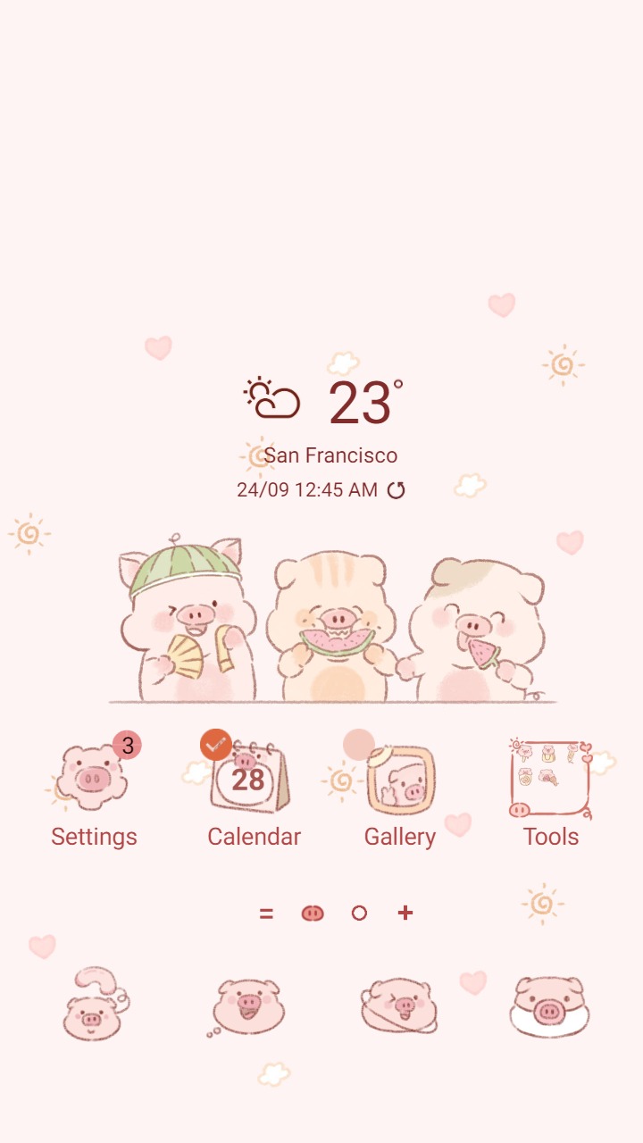 ❤️Mun❤️ Piggy Squad ~❤️ Premium Theme kawaii pig friendship
