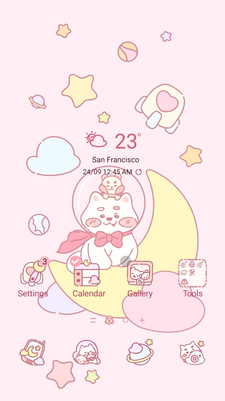 ❤️Mun❤️ Dog and Hamster in space ~❤️ Premium Theme cute friendship