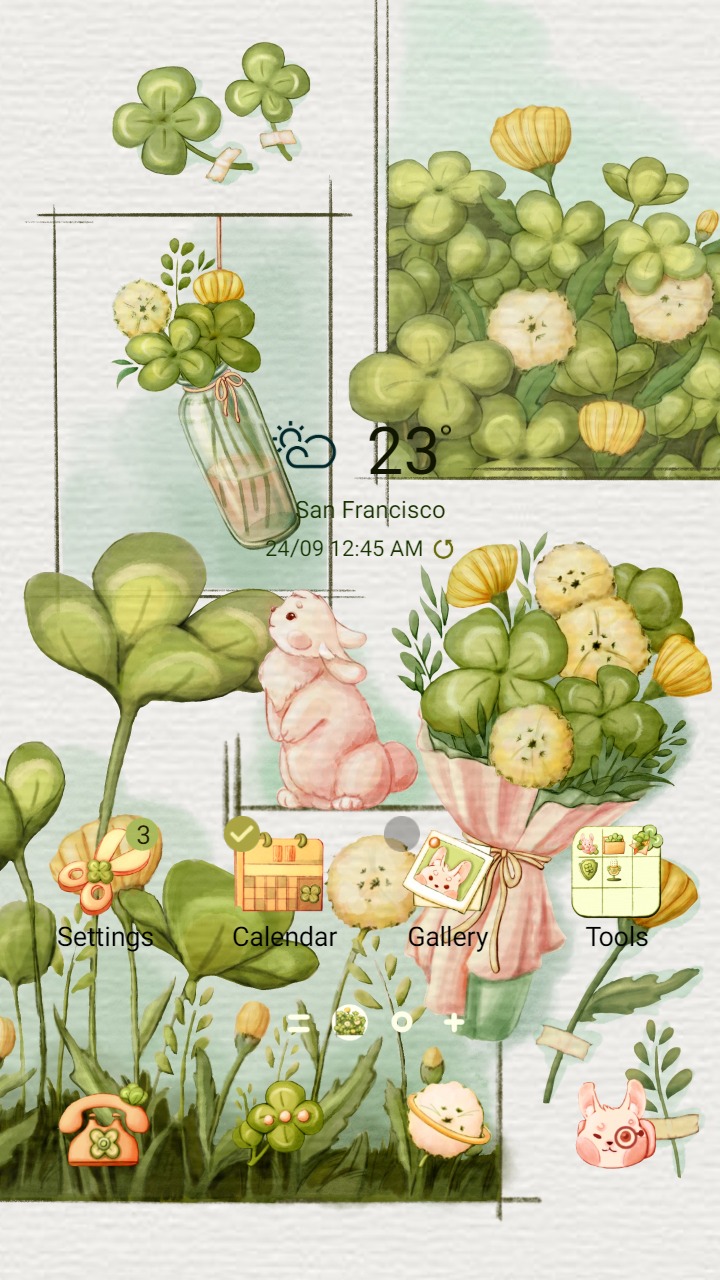 ❤️Mun❤️ Lucky Clover and Bunny ~❤️ Premium Theme fresh green