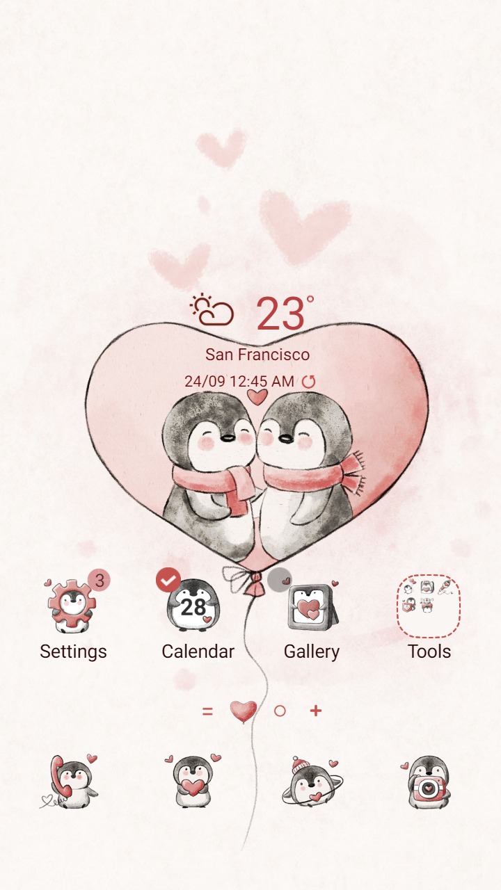 ❤️Mun❤️ Penguin in love ~❤️ Premium Theme romantic valentine
