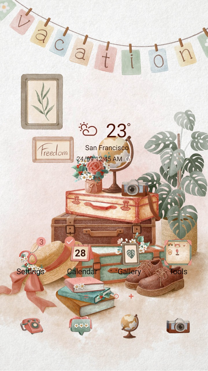 ❤️Mun❤️ Vacation Trip ~❤️ Premium Theme Official with vintage retro luggage