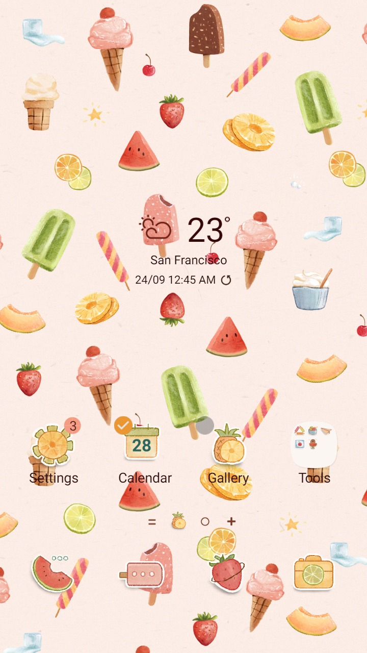 ❤️Mun❤️ Sweet Ice Cream Pattern ~❤️ Premium Theme Official with cupcakes and fresh stickers