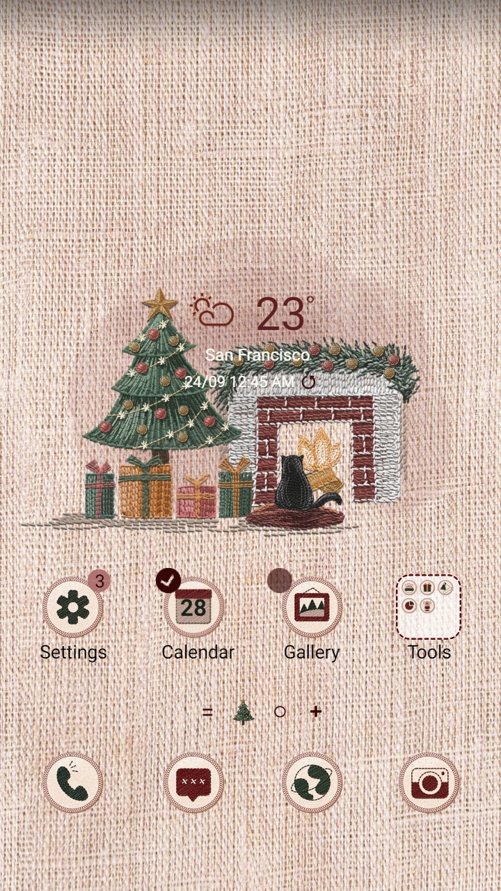 ❤️Mun❤️ Cat in cozy room ~❤️ Premium Theme warm embroidery Christmas winter 