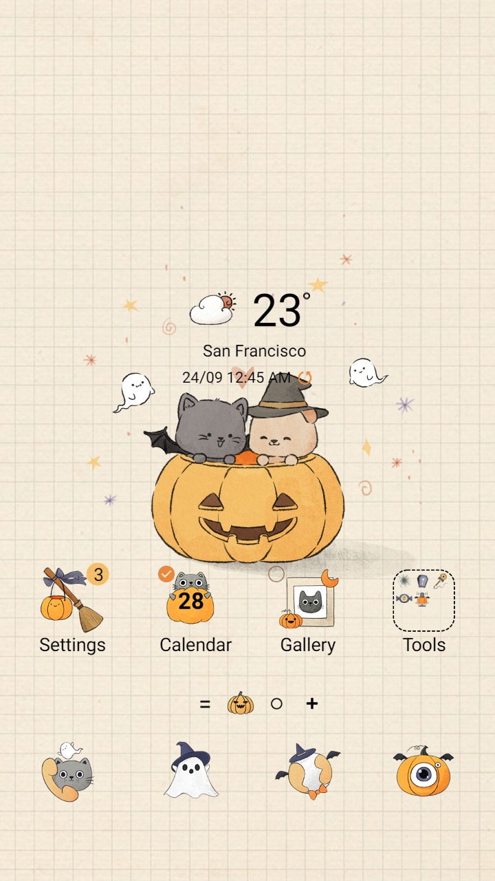 ❤️Mun�❤️ Cat and Dog in Halloween ~❤️ Premium Theme Official
