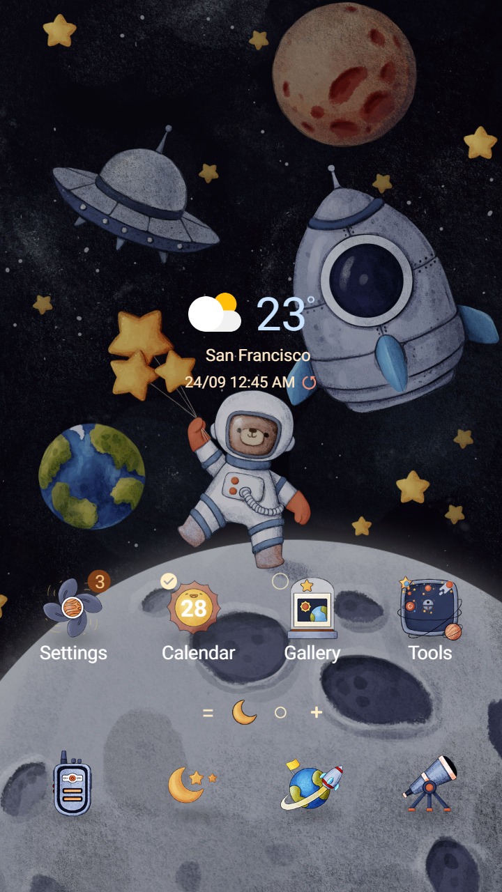 ❤️Mun❤️ Astronaut Bear in the space ~❤️ Premium Theme Official