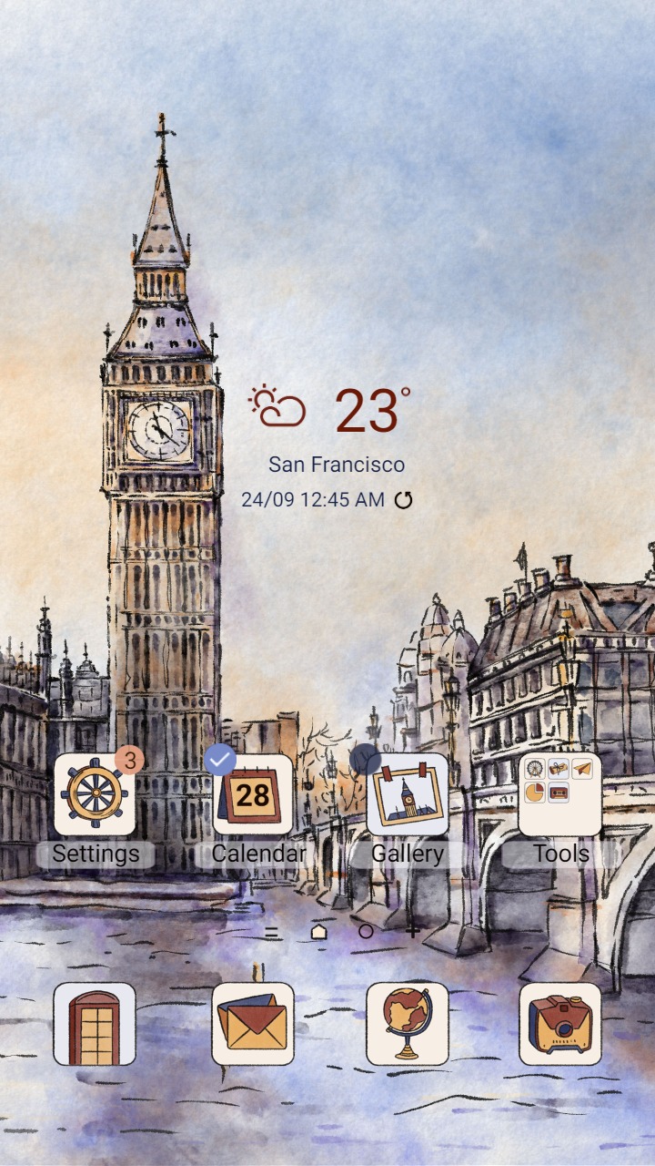 ❤️Mun❤️ London Travel Animated ~❤️ Premium Animated Theme with Big Ben and London Eye sketch