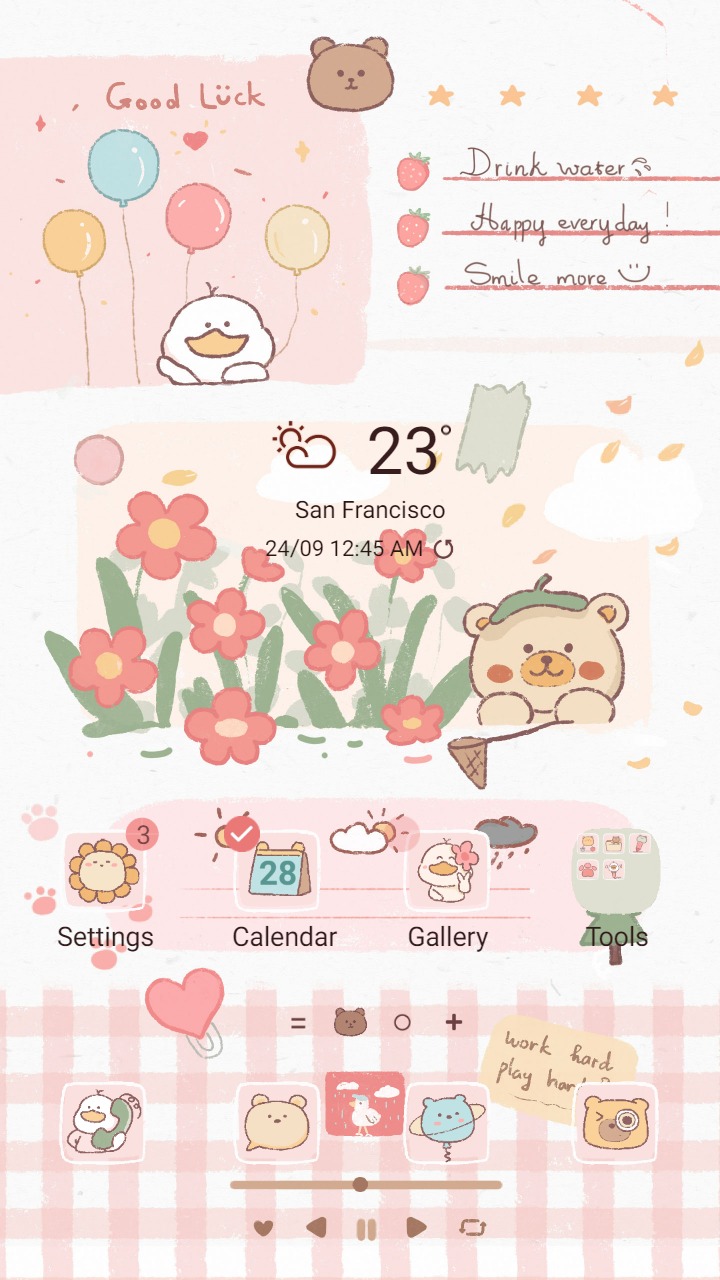 ❤️Mun❤️ Lovely notebook ~❤️ Premium Theme Official that features an adorable bear and a cute duck
