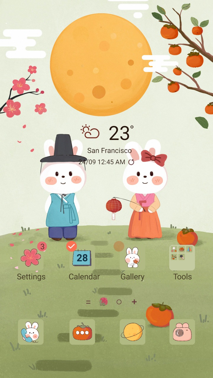 ❤️Mun❤️ Happy Mid-Autumn Festival Tradition ~❤️ Premium Theme rabbit couple wearing hanbok