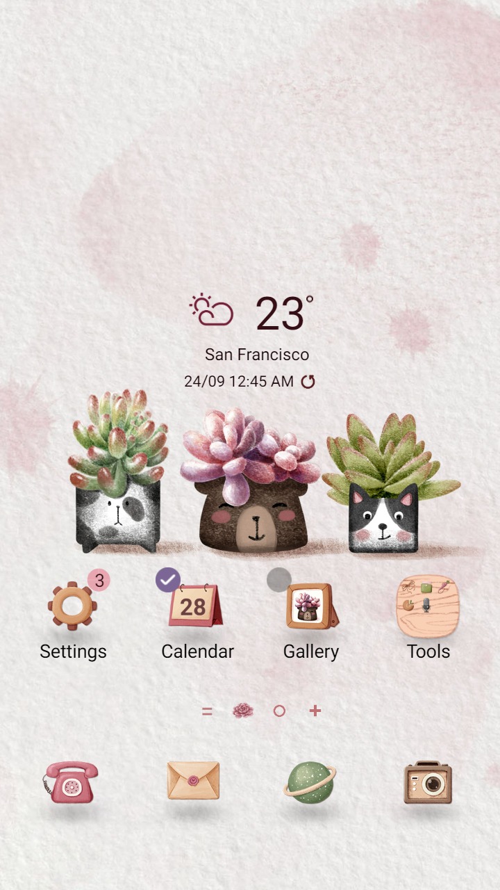 ❤️Mun❤️ Cute Succulents ~❤️ Premium Theme with watercolor