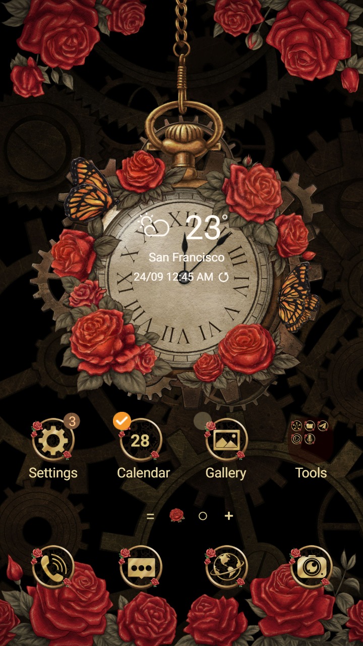 ❤️Mun❤️ Vintage Pocket watch ~❤️ Premium Theme a vintage pocket watch meets the beauty of a rose