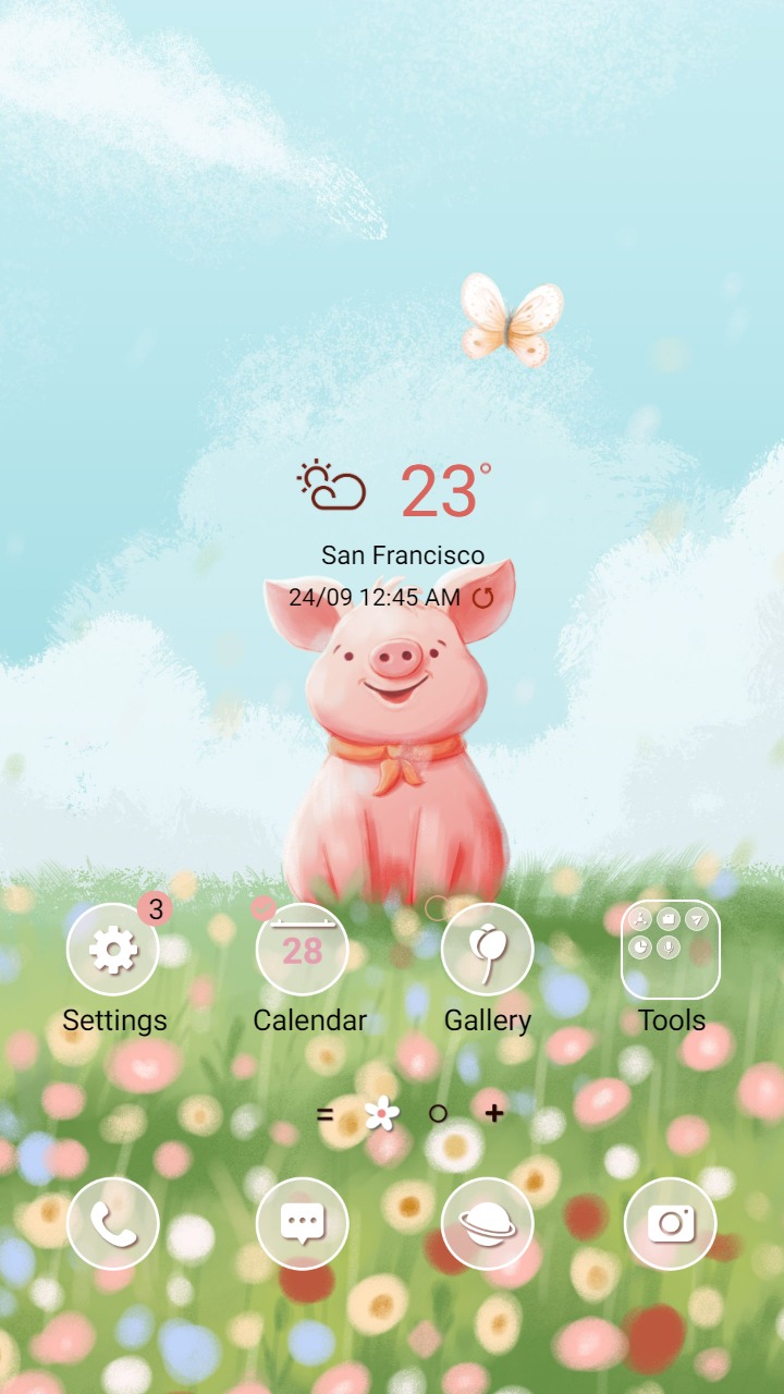 ❤️Mun❤️ Piglet of Field ~❤️ Premium Theme piglet in the middle of a flower field
