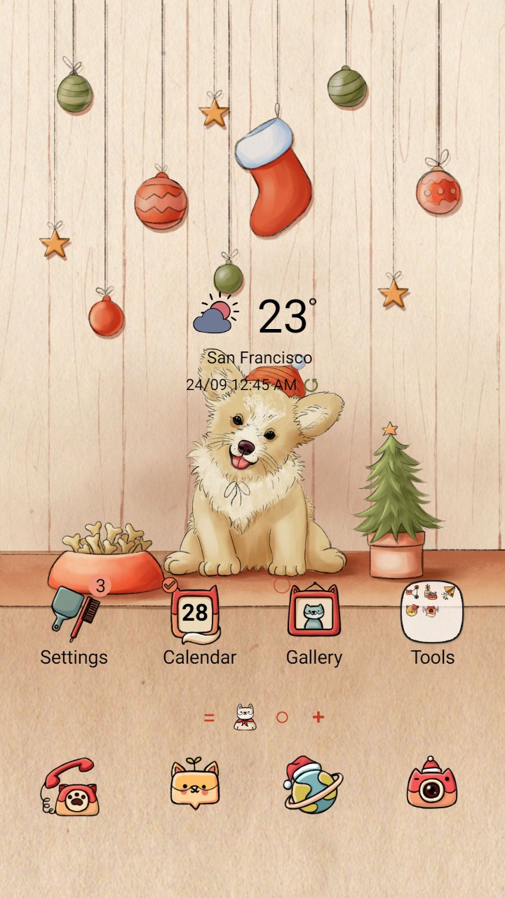 ❤️Mun❤️ Christmas puppy ~❤️ Premium Theme the puppy say hello to Christmas
