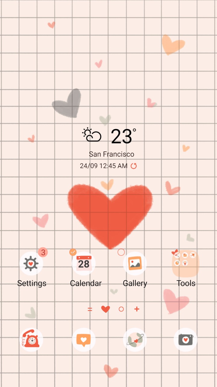 ❤️Mun❤️ Simple Heart ~❤️ Premium Theme simple hearts and checkers