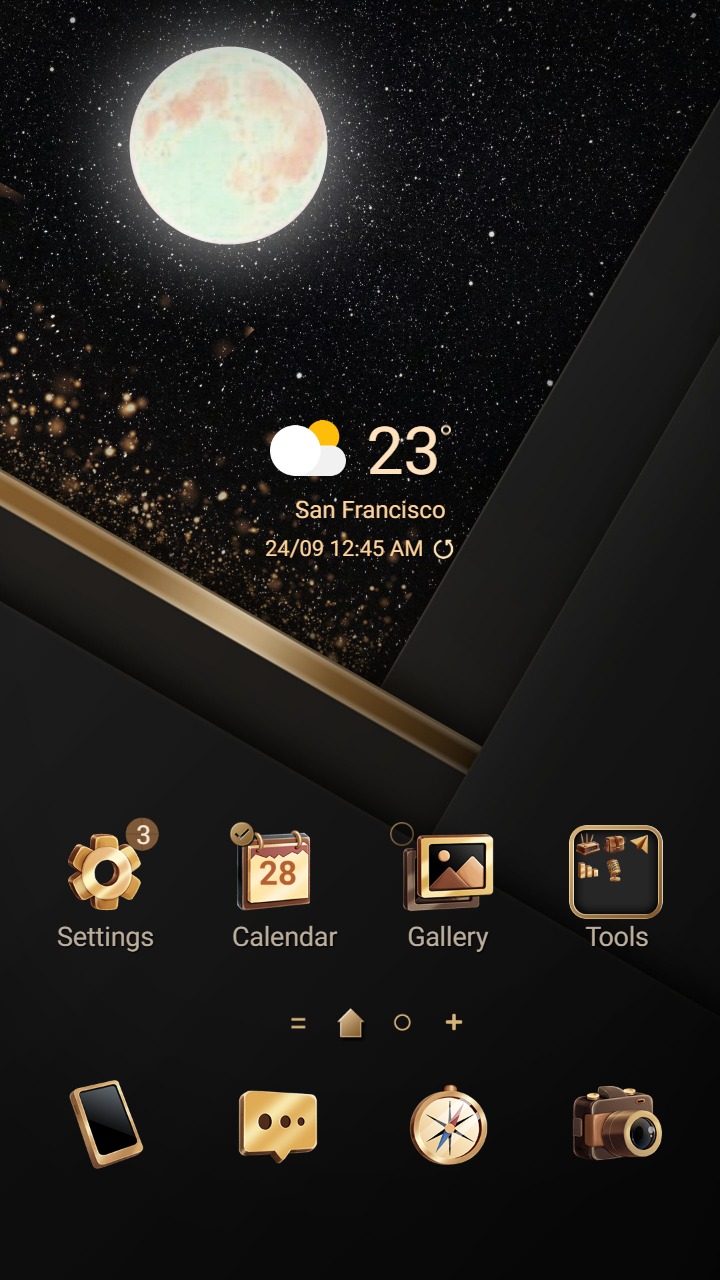 ❤️Mun❤️ Golden Galaxy Night ~❤️ Premium Theme the night sky with sparkling gold dust