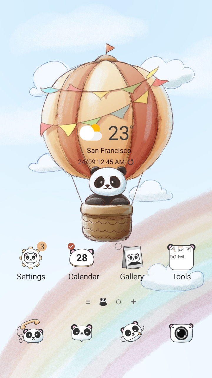 ❤️Mun❤️ Flying Panda ~❤️ Premium Theme lovely panda on the hot-air balloon