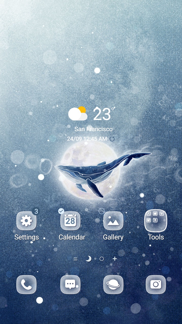 ❤️Mun❤️ Galaxy Whale ~❤️ Premium Theme cutie whale swimming in the galaxy