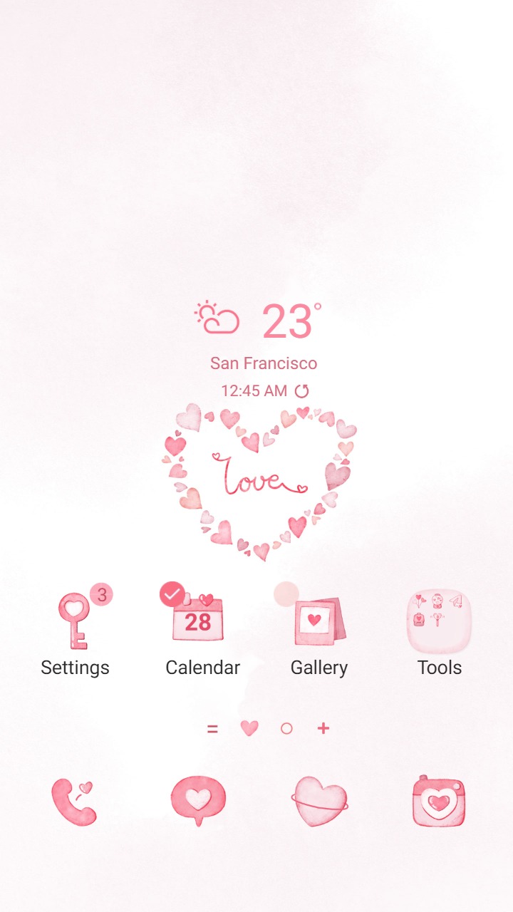 ❤️Mun❤️ Love Theme ~❤️ Premium Theme sweet pink hearts on the screen