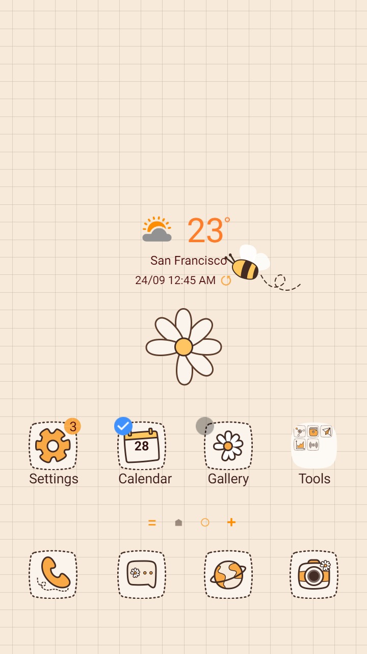 ❤️Mun❤️ Little Bee and Flower ~❤️ Premium Theme Premium Free Theme simple with bee and daisy flower