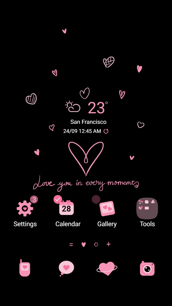 ❤️Mun❤️ Black Heart rate ~❤️ Premium Theme love in every moment dark mode