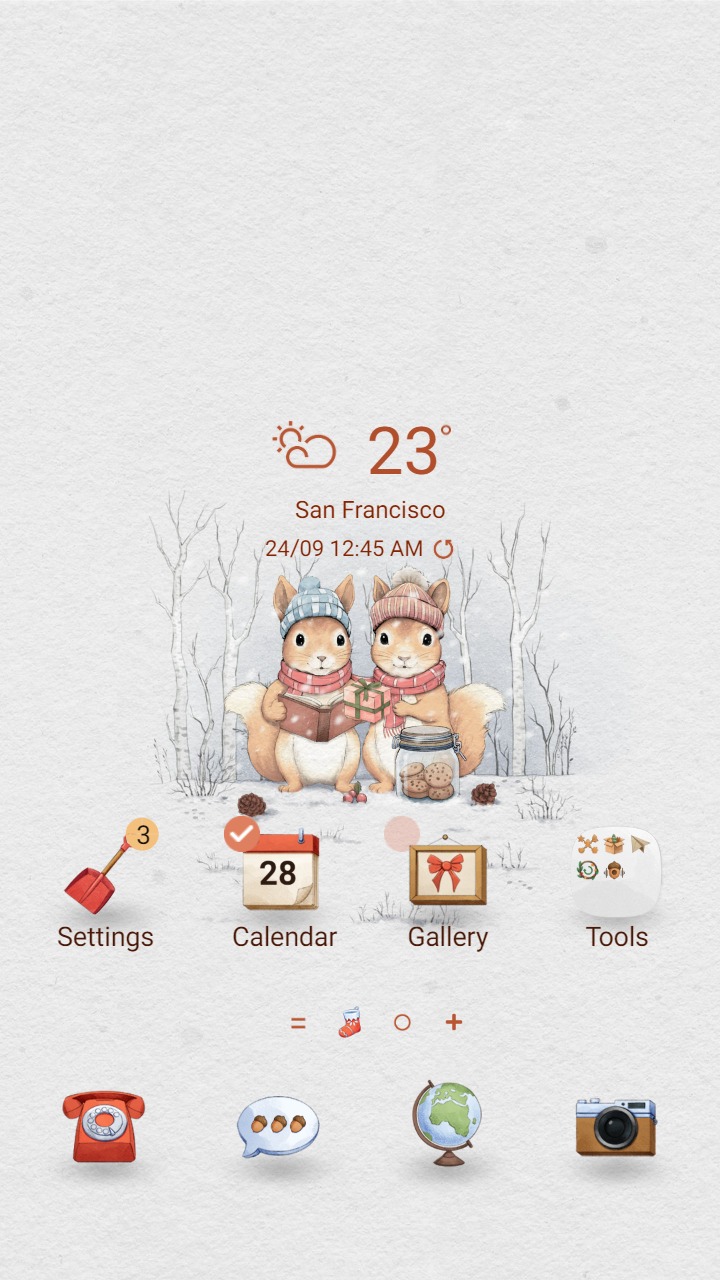 ❤️Mun❤️ Red Squirrel Couple ~❤️ Premium Theme the cuteness of the small animal couple