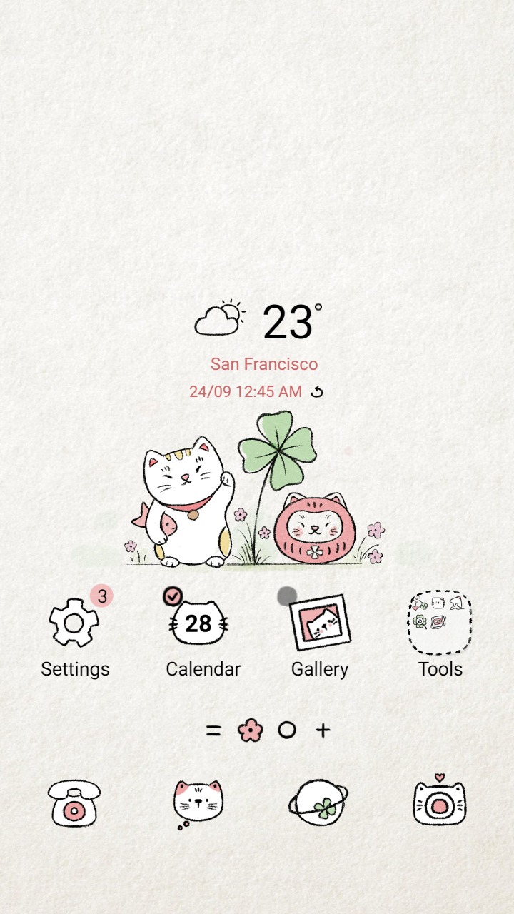 ❤️Mun❤️ Lucky Cat Maneki-neko ~❤️ Premium Theme with symbol of good fortune and the charm of clover