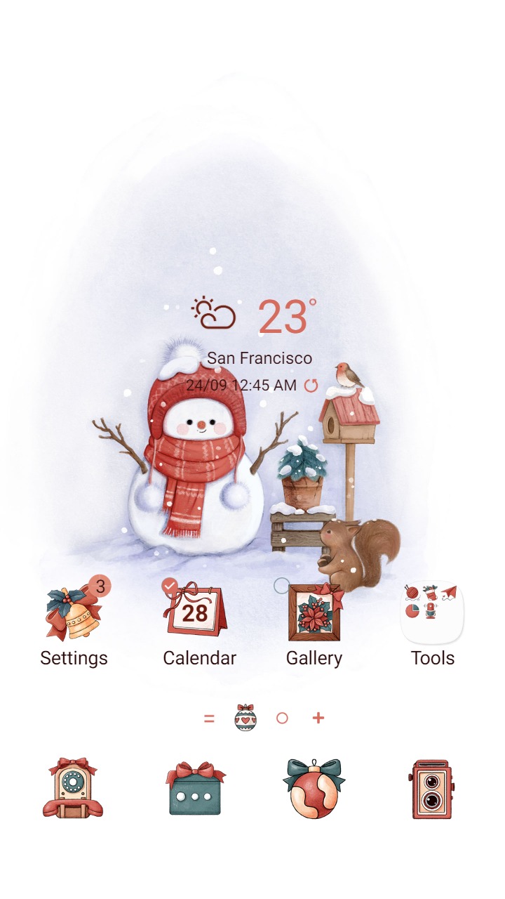 ❤️Mun❤️ Snowman and little friends ~❤️ Premium Theme snowman and friend play together under the snow