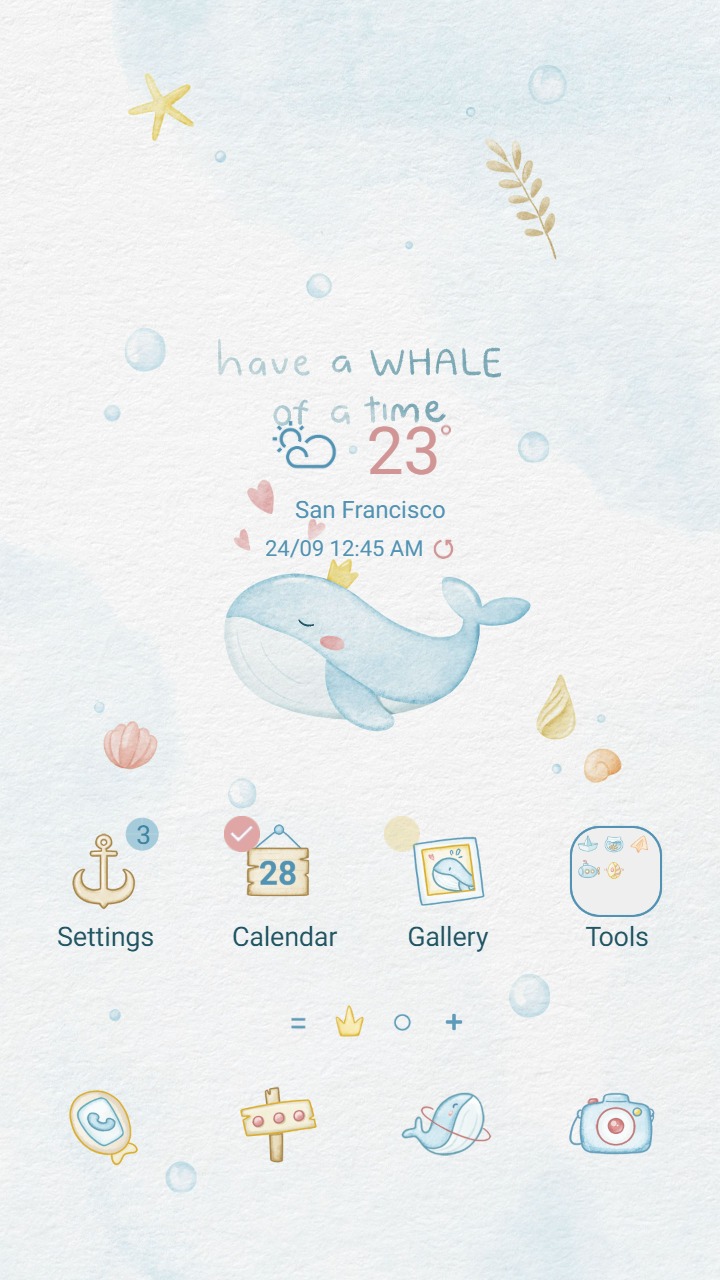❤️Mun❤️ Pastel Blue Whale ~❤️ Premium Theme the cute whale of Oceania