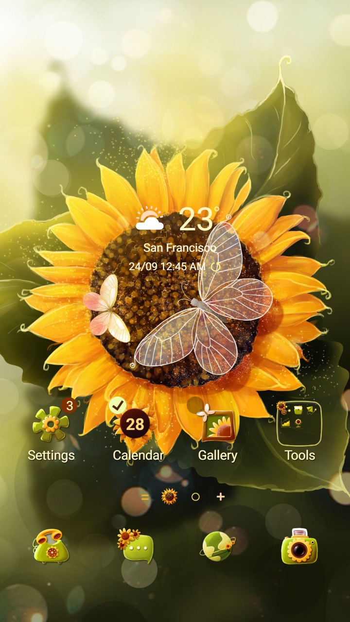 ❤️Mun❤️ Sunflower and Butterfly ~❤️ Premium Theme bright sunflowers and beautiful butterflies
