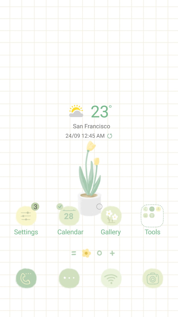 ❤️Mun❤️ Little Green ~❤️ Premium Theme simple tiny flower