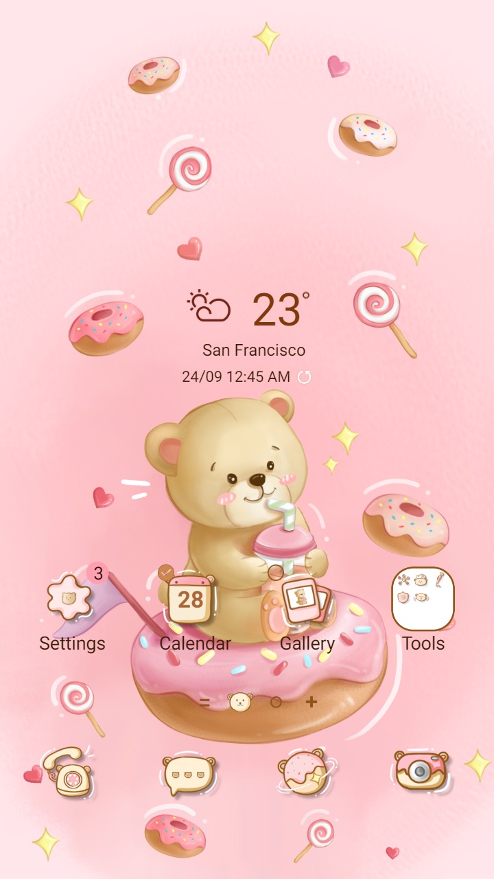 ❤️Mun❤️ Sweet Teddy Bear ~❤️ Premium Theme the teddy bears love to eat donuts