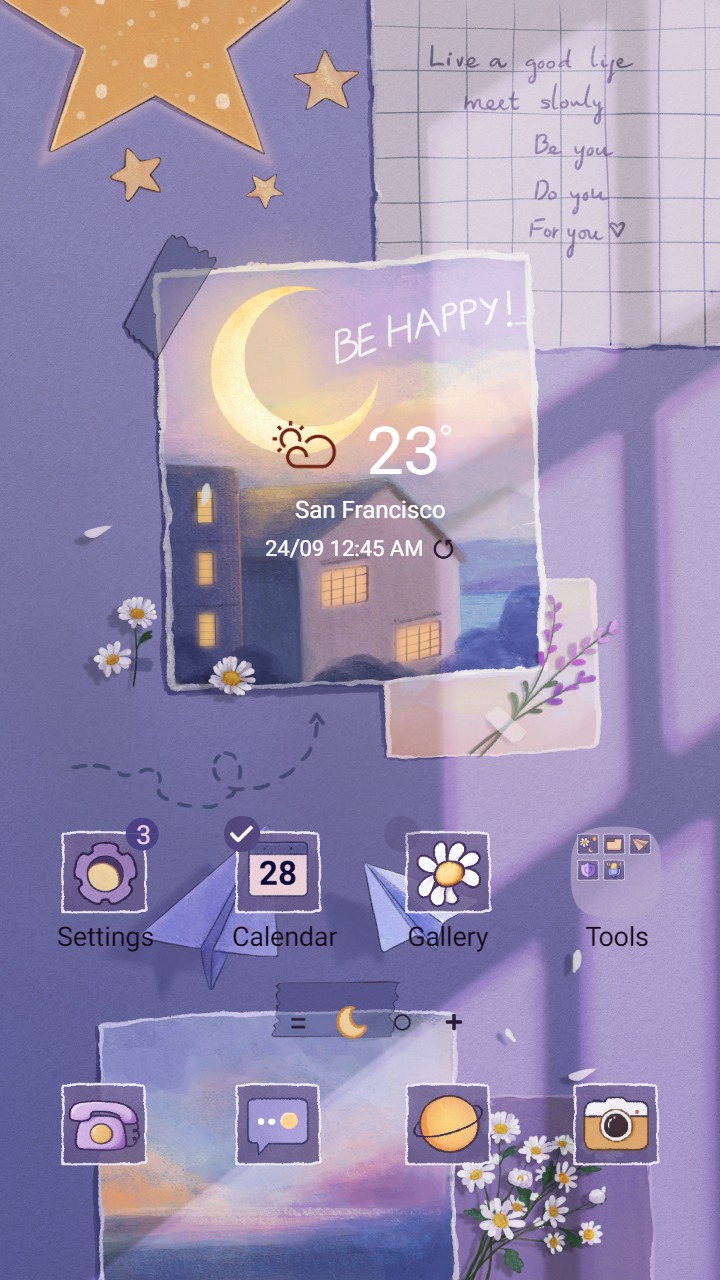 ❤️Mun❤️ Dreamy Purple Moonlight ~❤️ Premium Theme the night sky takes on a captivating shade of purple