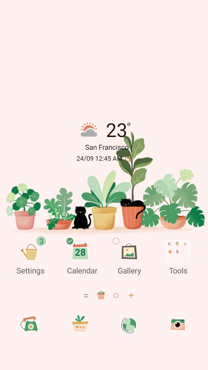 ❤️Mun❤️ Cats and Plants ~❤️ Premium Theme simple home garden with the cat 