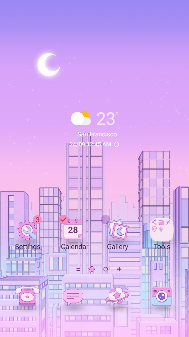 ❤️Mun❤️ City Neon ~❤️ Premium Theme magical purple city at night