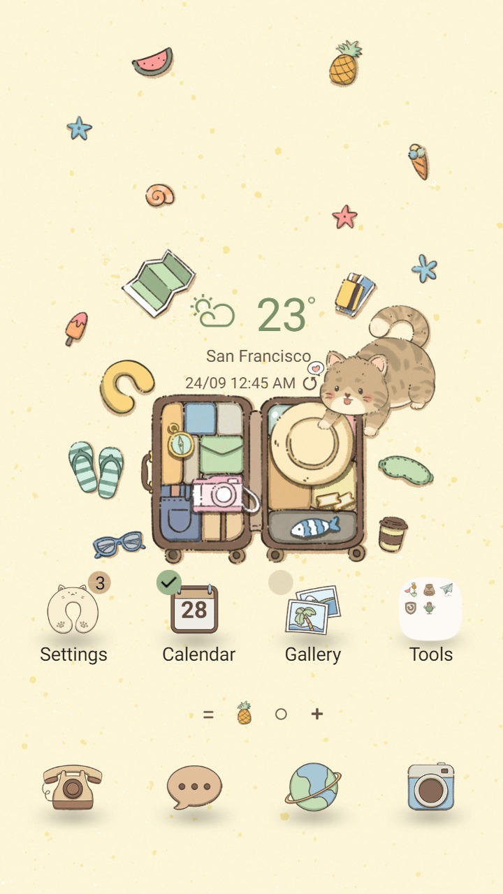 ❤️Mun❤️ Traveling cat ~❤️ Premium Theme let's prepare for the trip with the cat tourist