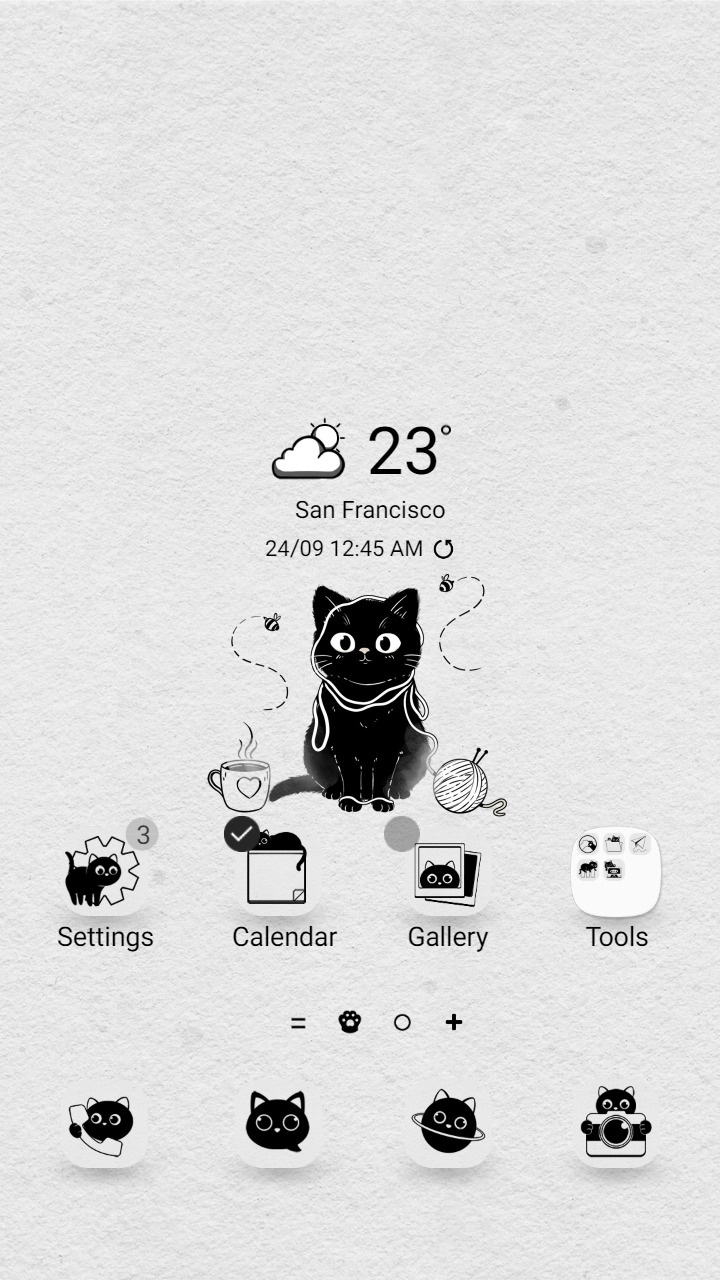 ❤️Mun❤️ Naughty Black Cat ~❤️ Premium Theme adorable black cat playing with wool