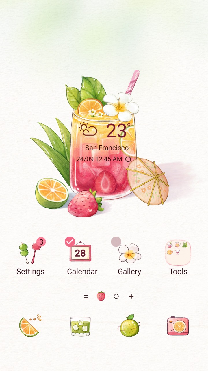 ❤️Mun❤️ Sumer Refreshing ~❤️ Premium Theme a glass of cool, delicious tropical fruit juice