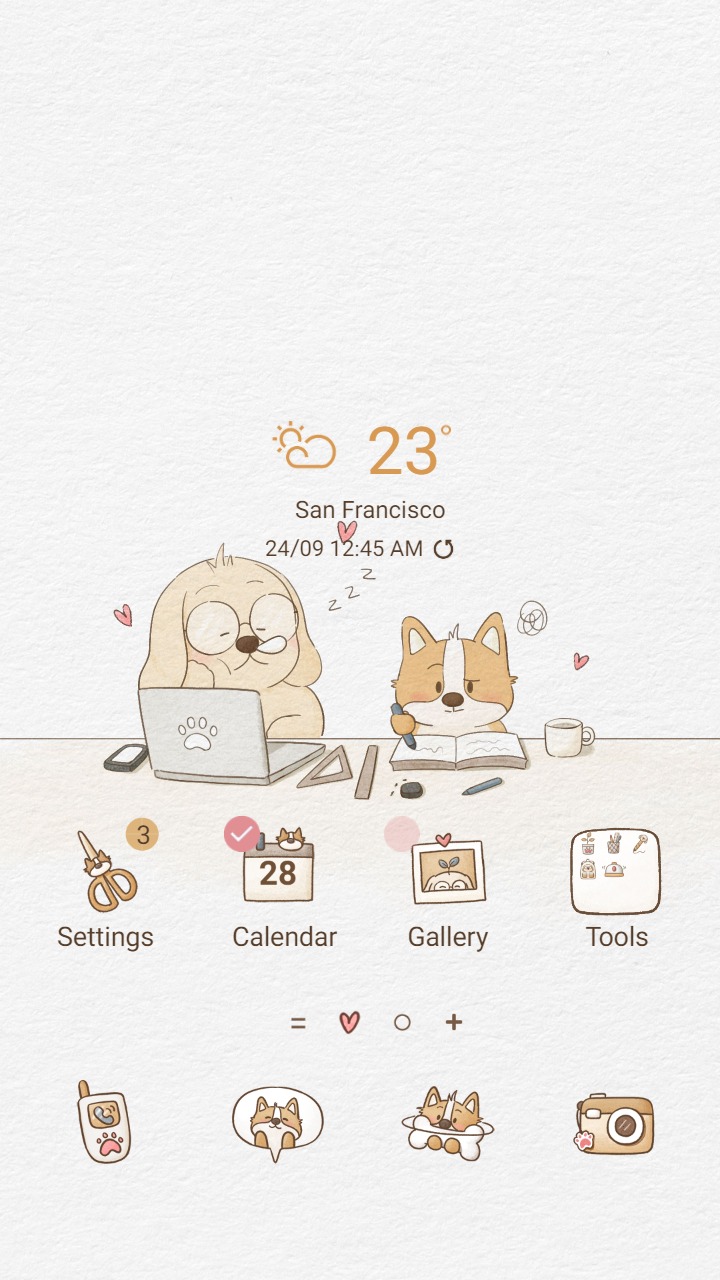 ❤️Mun❤️ Puppy Pupil ~❤️ Premium Theme about two adorable dogs studying