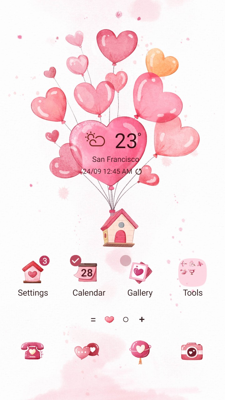 ❤️Mun❤️ Heart Balloon Animated ~❤️ Premium Animated Theme sweet pink balloons with a tiny house
